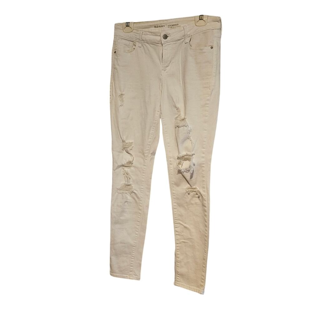 Old Navy mid-rise Rockstar distressed jeans White size 6R